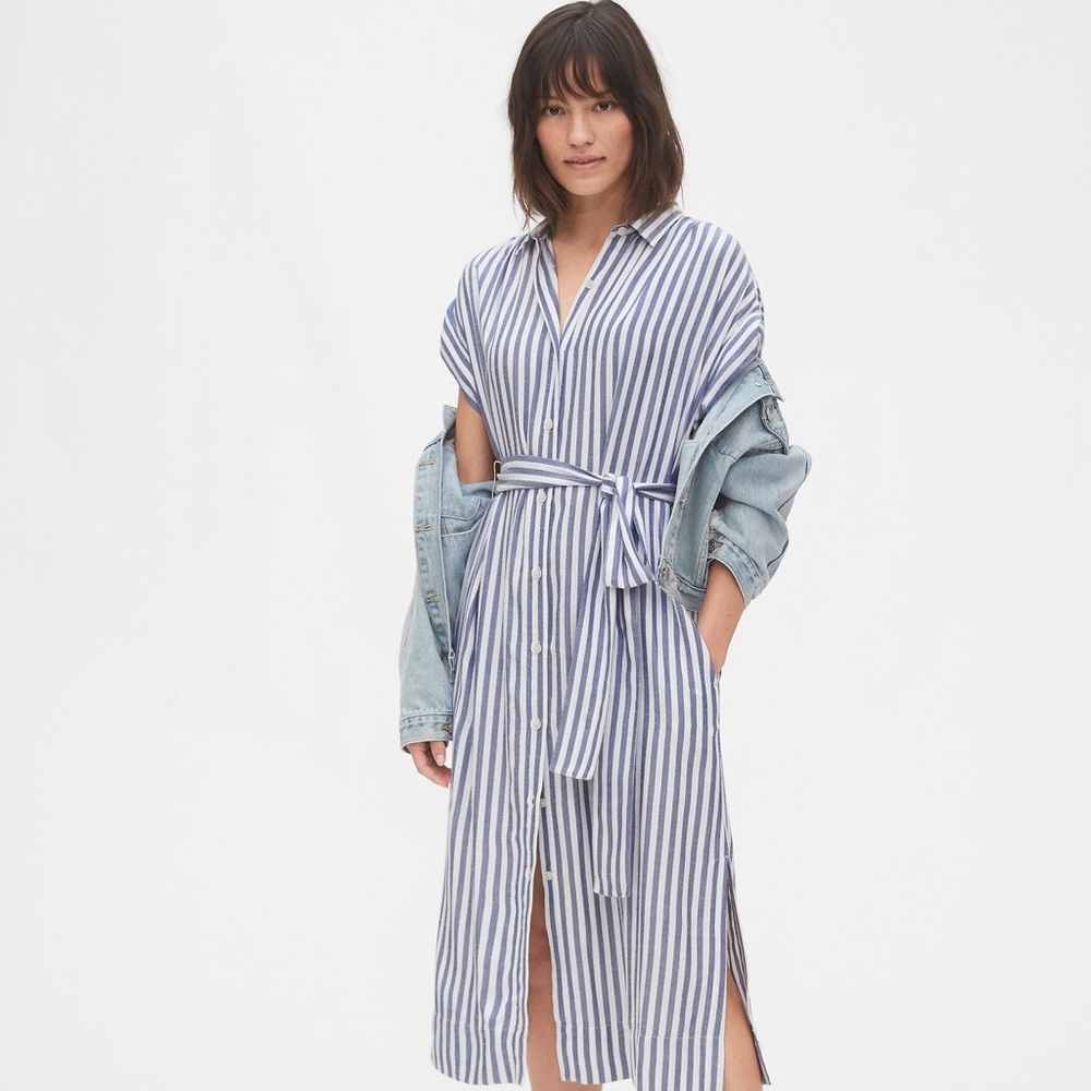 NWOT Gap blue and white stripe midi dress